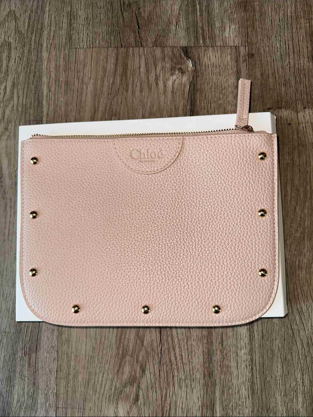 Chloe Parfums Blush Pink Pebbled Leather Bag Pouch NWT